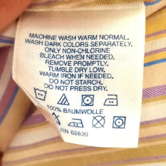 Lands' End 18 Shirt Men's Multicolor Stripe 100% Cotton Button Down Hong Kong - Picture 4 of 8